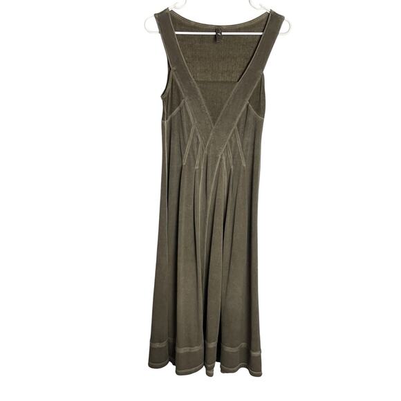 Deca Paris Dress Womens T1/S Army Green Knit Square Neck Sleeveless Lagenlook - Picture 1 of 8